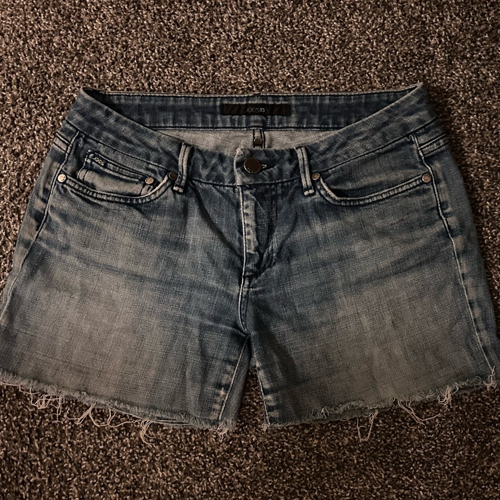 7 For All Mankind Faded Blue Denim Shorts